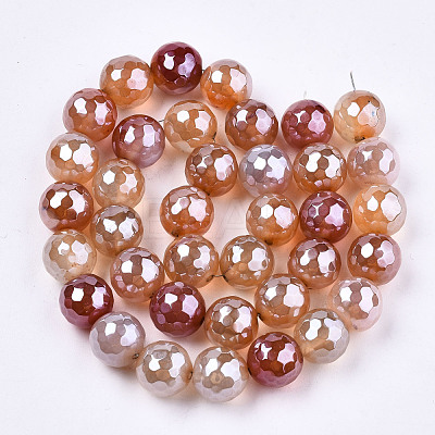 Electroplate Natural Agate Beads Strands G-T131-55-02-1