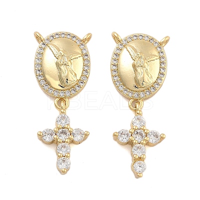 Brass Pave Cubic Zirconia Pendants KK-U009-09A-G-1