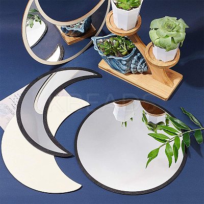 Acrylic Wooden Moon Phase Mirror DIY-WH0167-48B-1