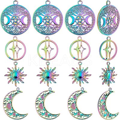 16Pcs 4 Style Rainbow Color Alloy Pendants PALLOY-FH0001-82-1