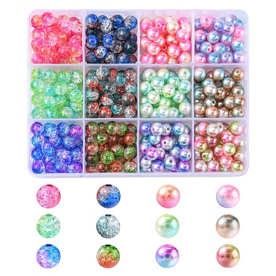 360Pcs 12 Style Rainbow ABS Plastic Imitation Pearl Beads OACR-YW0001-02-1