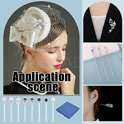 8Pcs 8 Styles Brass Lapel Pins JEWB-PH01273-1
