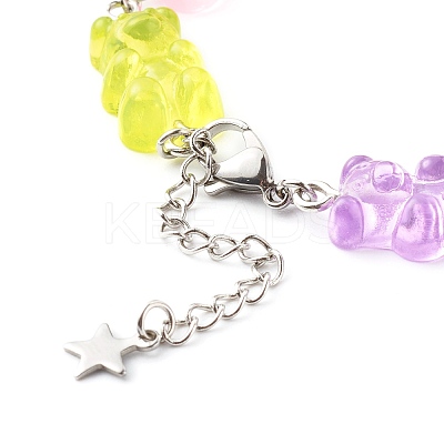 Bear Resin Link Bracelets BJEW-JB06483-1