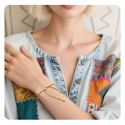24Pcs 12 Colors Bohemian Braided Polyester Cord Bracelet Making MAK-SP0001-10-1