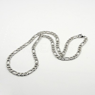 Tarnish Resistant Figaro Chain Necklace for Men LS-NJEW-F027-03-7mm-1