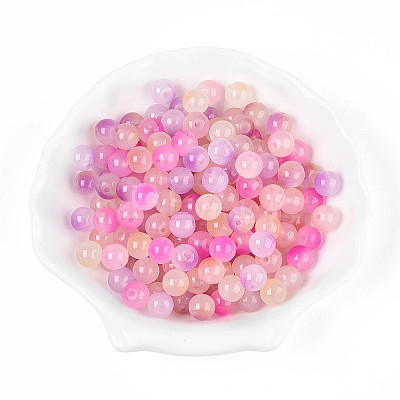 Spray Painting Imitation Jade Glass Beads GLAA-L046-8mm-03B-1