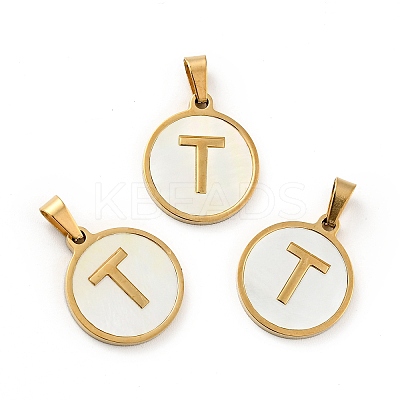 PVD Vacuum Plating 304 Stainless Steel with White Shell Pendants STAS-G268-01T-G-1