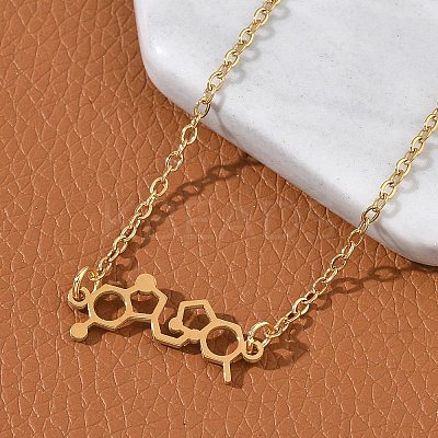 304 Stainless Steel Chemical Symbol Pendant Necklaces NJEW-Z073-03G-06-1
