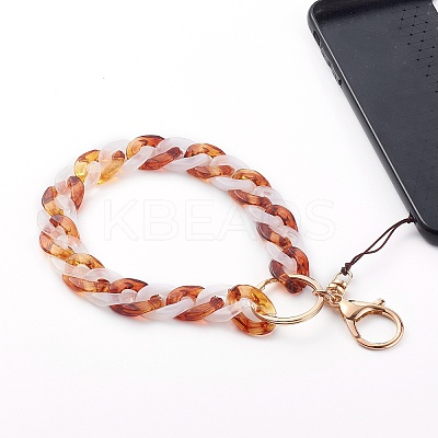 Two Tone Acrylic Curb Chain Mobile Straps HJEW-JM00450-1