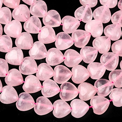 Heart Natural Rose Quartz Beads Strands G-G632-01-1