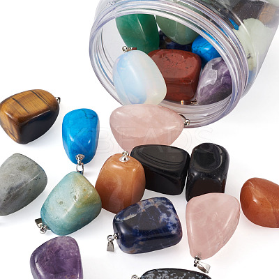 Natural & Synthetic Mixed Gemstone Pendants G-TA0001-11-1