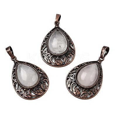 Natural Quartz Crystal Teardrop Pendants G-A297-05R-13-1