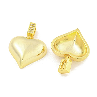 Heart Rack Plating Brass Clear Cubic Zirconia Pendants KK-M291-11G-1