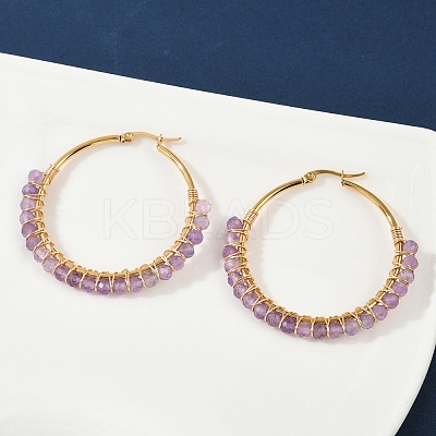 Beaded Hoop Earrings X-EJEW-JE03830-02-1