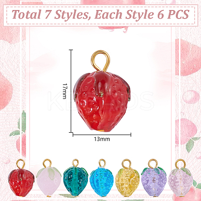 42Pcs 7 Styles Glass Pendants PALLOY-AR00019-1