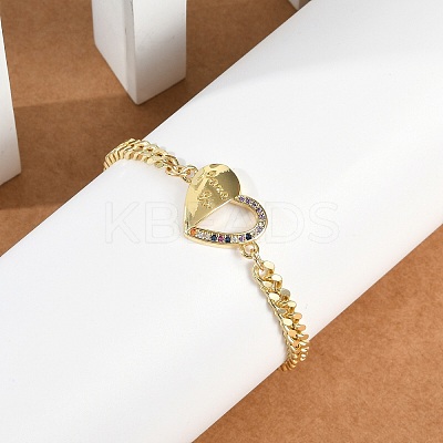 Brass Micro Pave Cubic Zirconia Link Bracelets BJEW-M050-06G-02-1