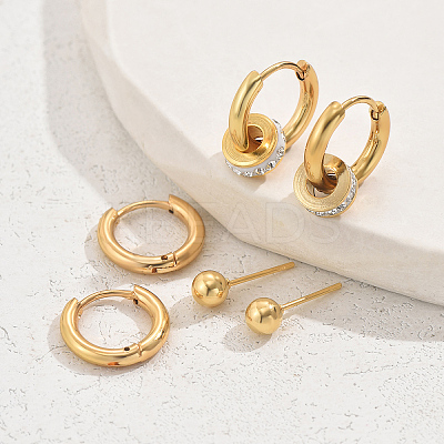 3 Pairs Minimalist Stainless Steel Earrings Sets KR5493-1
