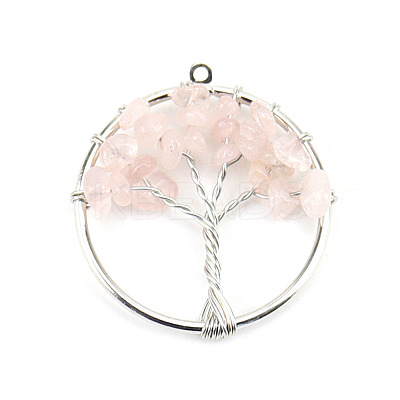 Natural Rose Quartz Tree fo Life Pendants WG82707-03-1