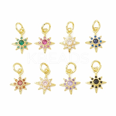 Rack Plating Brass Micro Pave Cubic Zirconia Pendants KK-H428-09G-1