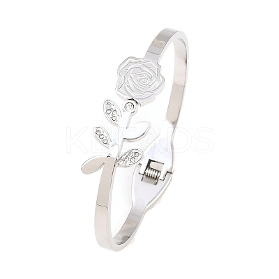 304 Stainless Steel Micro Pave Rhinestone Hinged Bangles for Women BJEW-E113-03P-1