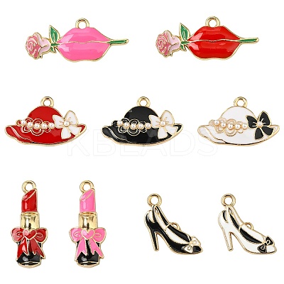 45Pcs 9 Styles Alloy Enamel Pendants ENAM-CJ0006-90-1
