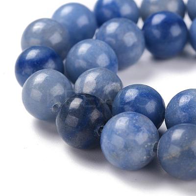 Round Dyed & Heated Natural Blue Aventurine Beads Strands G-R254-10mm-1