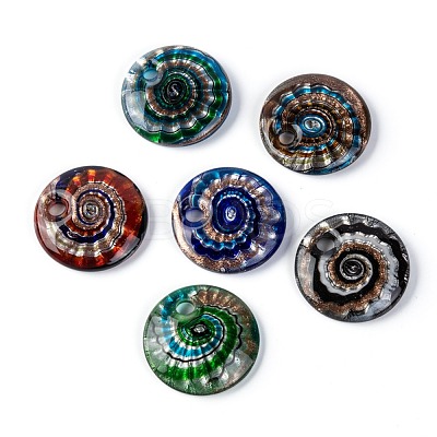 Handmade Silver Foil Lampwork Pendants FOIL-S116-1-B-1