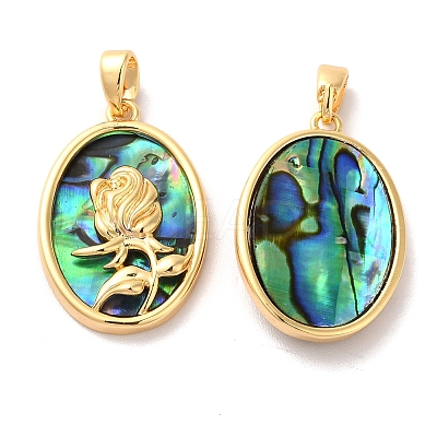 Brass Oval Pendants KK-I703-05A-G-1