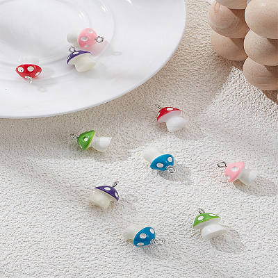 10Pcs 5 Colors Opaque Resin Pendants RESI-LP0001-15-1