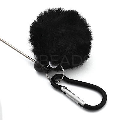 Aluminum Alloy Pom Pom Ball Beadable Keychain Bar HJEW-Q001-01D-1
