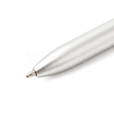 Raw Natural Rose Quartz Chip on Top Ball-Point Pen AJEW-G063-01A-1