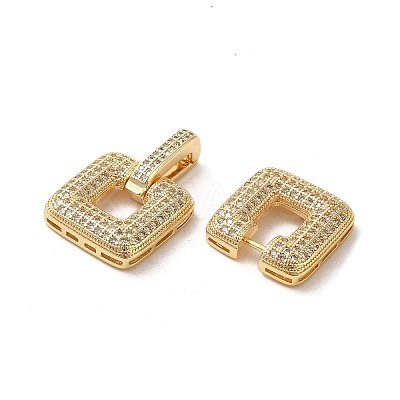 Brass Micro Pave Clear Cubic Zirconia Fold Over Clasps KK-G481-04G-1