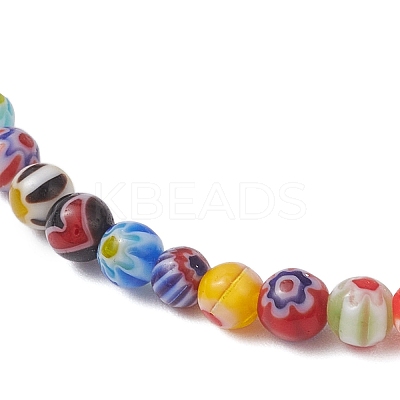 Handmade Millefiori Glass Round Beads & Spray Painted Synthetic Turquoise Beads Stretch Bracelets BJEW-JB12223-1