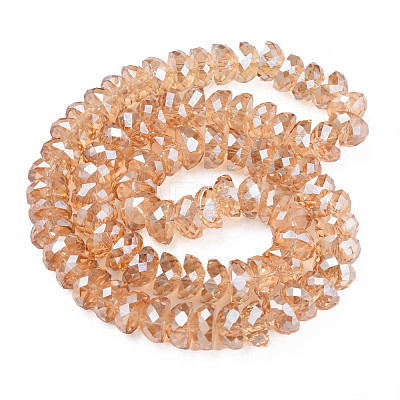 Electroplate Transparent Glass Beads Strands EGLA-N002-37-F02-1