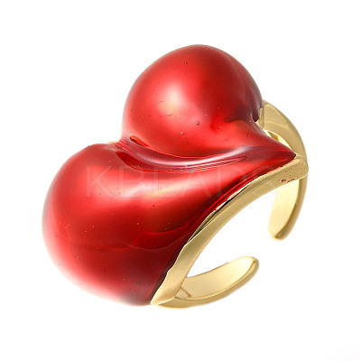 Brass Enamel Cuff Rings for Women RJEW-B114-01G-1