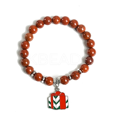 Christmas Theme Natural Red Jasper Stretch Bracelets PW-WGDD6ED-04-1