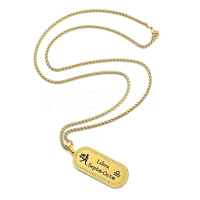 Constellation 304 Stainless Steel Micro Pave Clear Cubic Zirconia Wheat Chain Pendant Necklaces for Women Men LS-NJEW-U007-01I-1