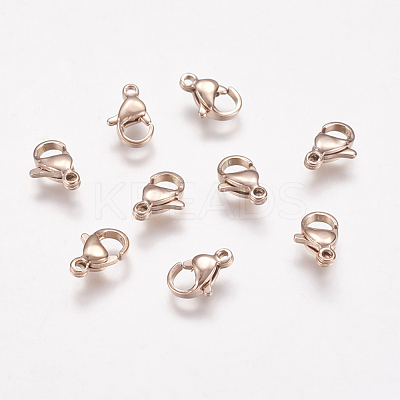 Ion Plating(IP) 304 Stainless Steel Lobster Claw Clasps STAS-P185-10-RG-1