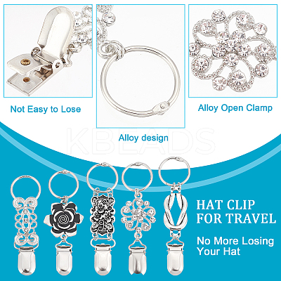 5Pcs 5 Styles Iron Retro Hat Clips FIND-PH0005-79-1