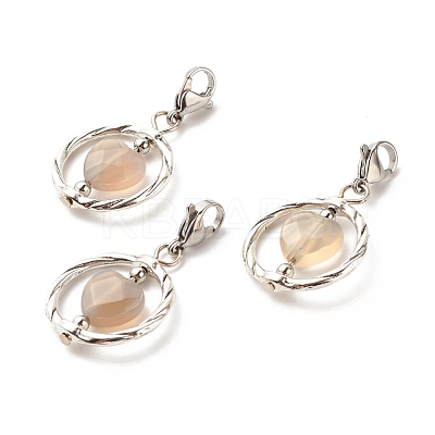 Alloy Linking Rings & Heart Natural Grey Agate Pendant Decorations HJEW-JM00604-01-1