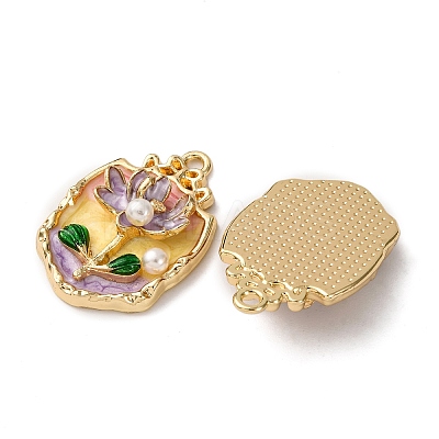 Light Gold Tone Alloy Enamel Pendants ENAM-B028-35KCG-01-1