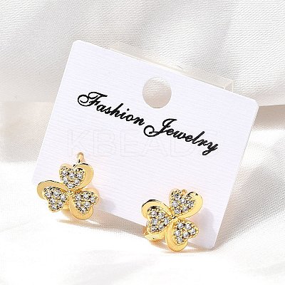 Clover Brass Hoop Earrings EJEW-S256-05G-1