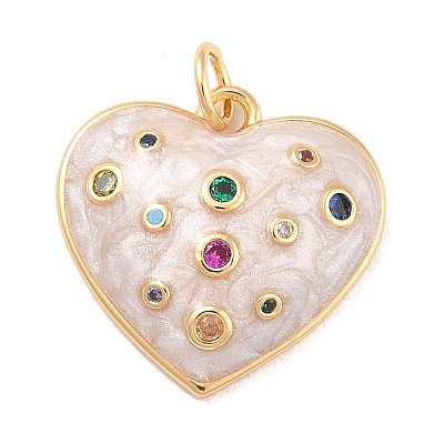 Eco-Friendly Brass Micro Pave Cubic Zirconia with Enamel Pendants LS-KK-K268-15G-1