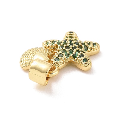 Brass Micro Pave Cubic Zirconia Charms KK-G444-02G-05-1