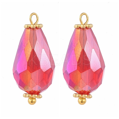 Electroplate Faceted Glass Pendants X-PALLOY-JF00453-M-1