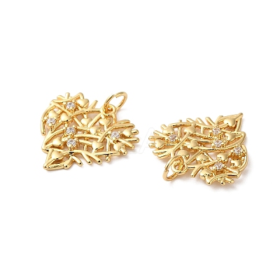 Rack Plating Brass Pave Cubic Zirconia Pendants KK-O142-37G-1