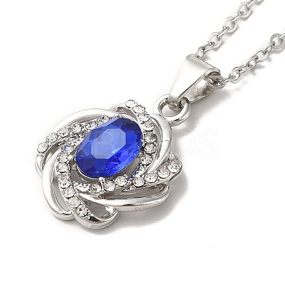 Rhinestone Flower Pandant Necklace with Cable Chains LS-NJEW-K247-01P-1