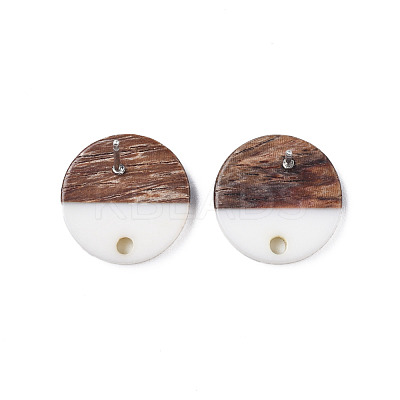 Opaque Resin & Walnut Wood Stud Earring Findings MAK-N032-008A-B06-1