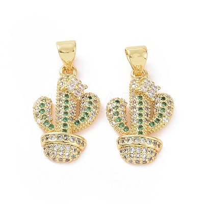 Brass Micro Pave Cubic Zirconia Pendants ZIRC-P106-15G-1