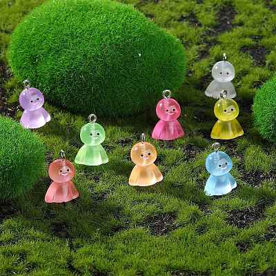80Pcs 8 Colors Luminous Resin Pendants RESI-SZ0003-48-1